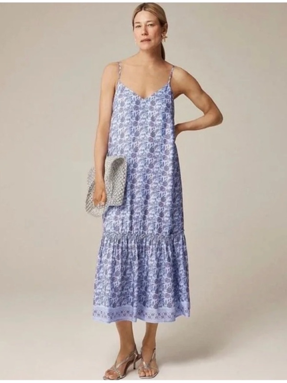 J. Crew Lavender Floral MIDI Slip Dress, Sz SP